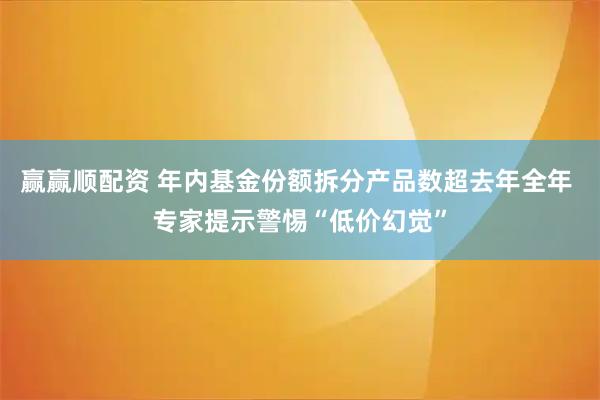 赢赢顺配资 年内基金份额拆分产品数超去年全年 专家提示警惕“低价幻觉”